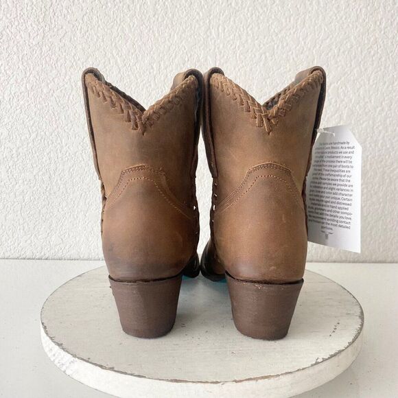 NEW Lane PLAIN JANE PJ Womens Cowboy Bootie Sz 7.5 Brown Western Cowgirl Boots - Picture 3 of 11